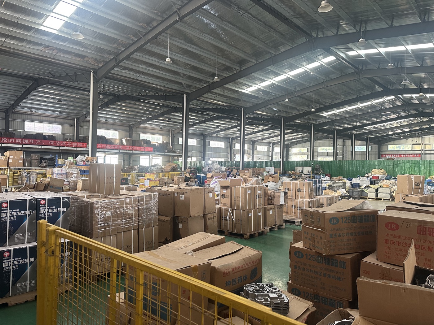 Motorcycle engine parts production and warehouse photo
