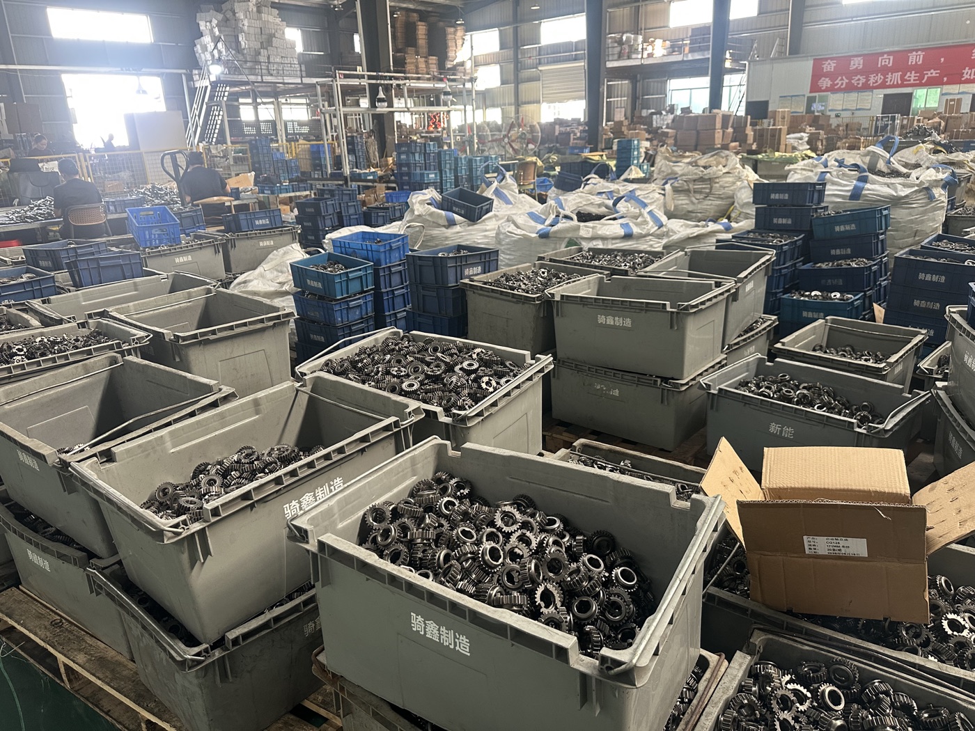 Motorcycle engine parts storage photo